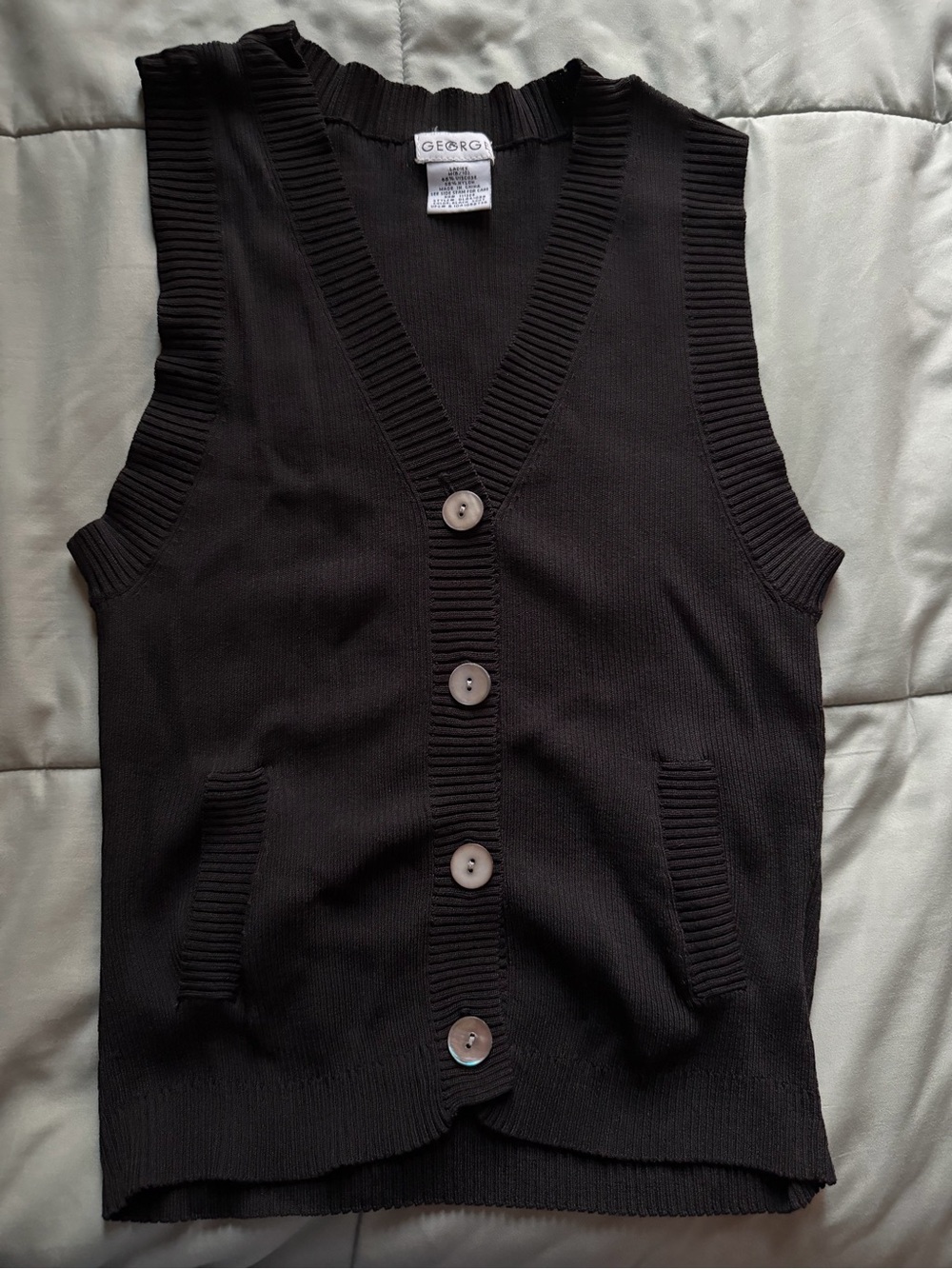 Black Buttoned Knit Vest